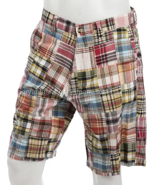 Men's Plaid Patchwork Shorts