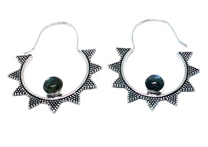 Pendientes de aro de labradorita auténtica, joyería Tribal - Product Image 4