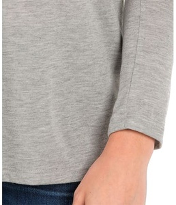 T-shirt décontracté en coton pour femmes avec manches longues col en V haut grande taille pour printemps et automne mode dame t-shirt - Product Image 4