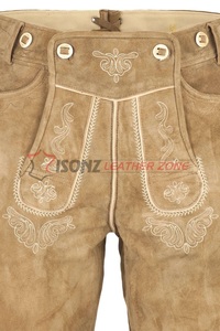 Cuir véritable allemand Bavarois Lederhosen pour hommes Oktoberfest Costume Plus Size Maternité Caractéristiques Brodé Léger - Product Image 3
