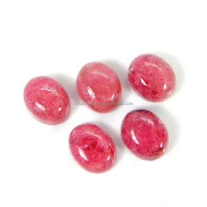 5 Pcs Lotto del Commercio All'ingrosso Naturale <span class=keywords><strong>Rhodonite</strong></span> 10x8mm Ovale Cabochon 21.80 Cts Allentati Della Pietra Preziosa Per Monili Che Fanno - Product Image 1