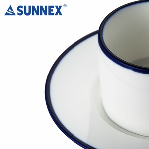 ชุดถ้วยกาแฟเซรามิกพอร์ซเลนขอบสีน้ำเงิน - Product Image 4