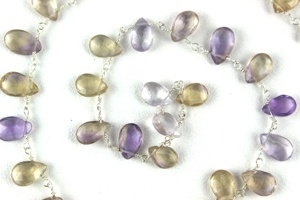 ห่วงโซ่ลูกประคำชุบทอง18K ทำจากสแตนเลสสายอะเมทรีนธรรมชาติห่อลูกแพร์รูปหัวใจอัญมณีลูกปัดเครื่องประดับ - Product Image 6