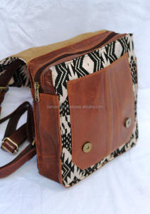 Sacs à dos en cuir véritable, Jacquard Kilim marron fait main véritable Sacs à dos western vintage Sacs à dos unisexes de style bohème rustique uniques - Product Image 3