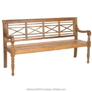 Wholesale Price Highly Durable Outdoor Garden Decor Waterproof Carved Solid Wood Storage Bench