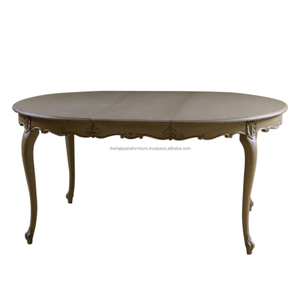 Mesa de comedor ovalada francesa extensible, mueble pintado de Indonesia, comedor - Product Image 1