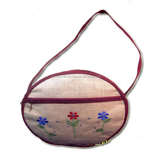 Embroidered Vintage Geometric Pattern Polyester Canvas Shoulder <b>Bag</b> with Chains Zipper & Hasp Closure <b>Medium</b> <b>Size</b> Daily Use - Product Image 1
