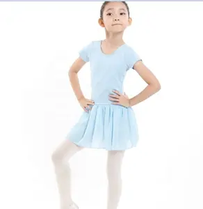 JW ילדי Dancewear קצר שרוול בלט בגדי גוף עם חצאית