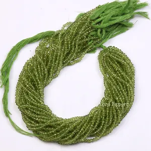 Natural Peridot 3 To 5 MM Faceted Rondelle Stone Beads Strand