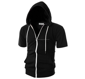 เสื้อฮู้ดเข้ารูปแขนสั้นผู้ชาย,เสื้อซิปหน้าน้ำหนักเบา - Product Image 1