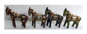 Latón equipado de caballo de madera de Casa decoración de mesa de madera artesanía caballo - Product Image 3