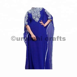 Venta al por mayor vestido de noche de boda Kaftan pesado Farasa vestido con cuentas Kaftan boda Jalabiya Abaya vestido Georgette tela - Product Image 3