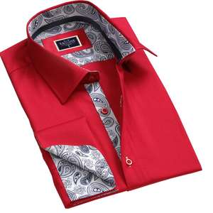 ชุดเดรสแขนยาวแบบฝรั่งเศสสีแดงเสื้อเชิ้ตคุณภาพสูง - Product Image 2