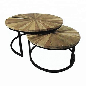 Table basse empilable ronde en bois massif au design minimaliste pour meubles de salon à la maison - Product Image 2