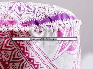 22-Inch Ombre Mandala <strong>Floral</strong> Ottoman <strong>Chair</strong> Seat <strong>Cover</strong> Cotton Printed Soft Home Decor Multiple Indian-inspired Colors for Woven