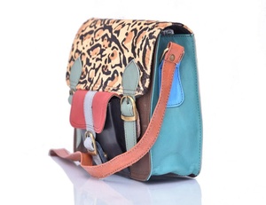 Sacs à bandoulière en cuir véritable de haute qualité, motif géométrique, multicolores, style bohème élégant, sangle réglable, portables - Product Image 3