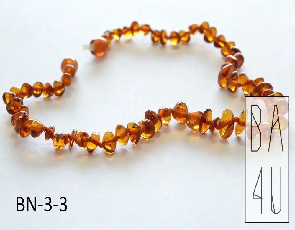 Baltic Amber Baby Kinder krankheiten Halskette Poliert Perlen im Halb barock Stil Cognac Farbe aus dem Real Natural Baltic Amber