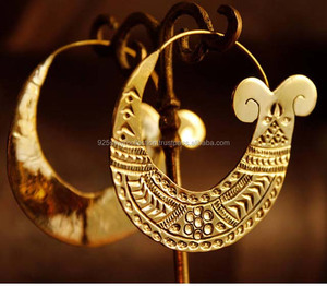 <b>Marvelous</b> Look Brass Spiral Statement Tribal Wholesale Antique Women <b>Earrings</b> - Product Image 1