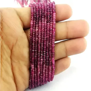 Hilo de cuentas de Rondelle facetado de turmalina rosa - Product Image 1