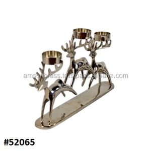 Portavelas de Reno de aluminio y metal Diseño de lujo hecho a mano Vela de cuatro pilares - Product Image 2