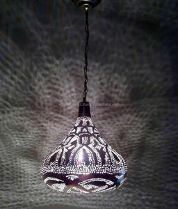 Lampe à suspension en acier plaqué argent B233 faite à la main étain mosaïque décorative percée Design applique murale - Product Image 1