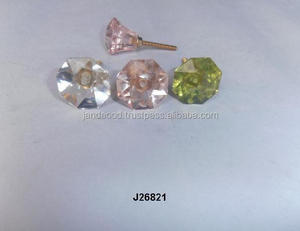 Tirador de perilla de gabinete de vidrio para cajón con tornillo en rosa claro, verde, transparente, color y tuerca disponible en todos los colores, decoración del hogar - Product Image 3