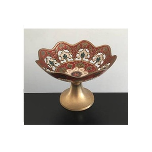 Bol à fruits décoratif en aluminium fait à la main, vaisselle de meilleure qualité bol de stockage de fruits indien avec finition en or - Product Image 1