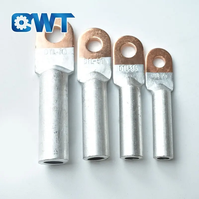 QWT DTL سلسلة غير معزول الكهربائية تجعيد حلقة نوع الحذاء النحاس ثنائية المعدن كابل مقبض المحطة s ، أسعار الألومنيوم مقبض المحطة