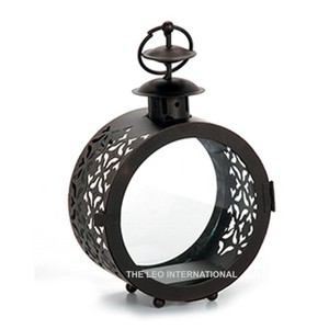 New Product Home Decor Unique Deign Antique Concrete Unique <b>Candle</b> Jar Black Color Lantern With <b>Hanging</b> Hook - Product Image 1