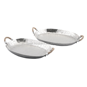 Nouvel arrivage de plateau de service de forme rectangulaire en métal aluminium couleur argent présentoir de fruits alimentaires pour la décoration de table de fête à la maison - Product Image 6