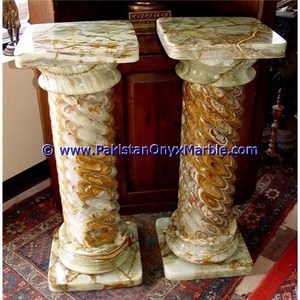 Pilares romanos de mármol de ónix verde múltiple únicos de Nature Home Decor Pedestales de decoración del hogar con función hueca - Product Image 2