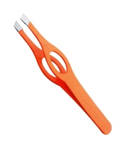 Pince à épiler en acier inoxydable de haute qualité pour les sourcils et les cils Pointe carrée avec logo personnalisé pour les soins personnels et le maquillage avec emballage - Product Image 1