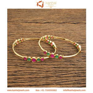 Pulseras clásicas chapadas en oro, estilo bollwood, 59651 Rubygreen, 2 uds. - Product Image 3