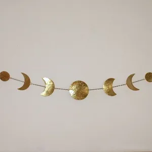 Moon Wall Decor - Moon Phases wall Hanging Brass Moon Garland- Horizontal or Vertical Hanging.