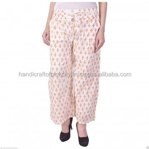 Pantalones de Yoga para mujer, Pantalón de algodón 100 con estampado de bloque de mano, pantalón indio de Alibaba - Product Image 1