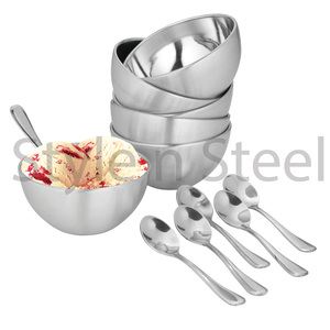 Juego de tazas de helado de alta calidad, cuencos de servicio a precio bajo, de acero inoxidable, 12 Uds. - Product Image 1
