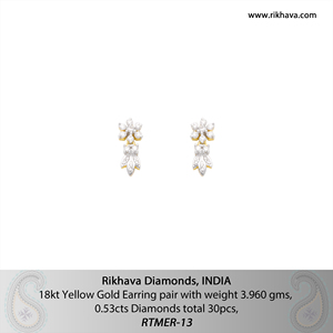 ต่างหูคู่เพชรทองคำบริสุทธิ์ - Product Image 6