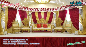 Majestuosa decoración de escenario de boda francesa, fabricante de escenario de boda asiático, conjunto de escenario de boda Simple, decoración, precio directo de fábrica, Reino Unido - Product Image 3
