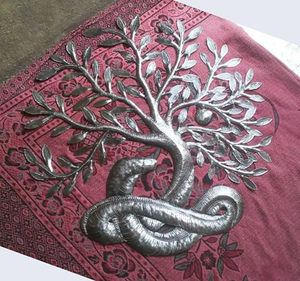 Décoration murale en métal Arbre de Vie Serpent 24 pouces, Murale extérieure, Sculpture d'art pour la maison, Symbole animal en fût de pétrole haïtien, Idées de plaques décoratives - Product Image 1