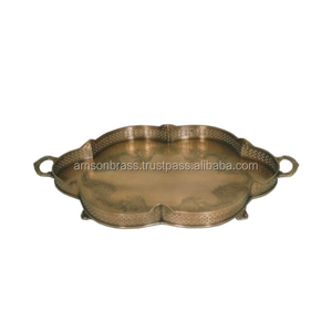 Plateau de service pour mariage Plateau de service en métal orné d'un fabricant classique pour restaurant Plateau de service en métal - Product Image 2