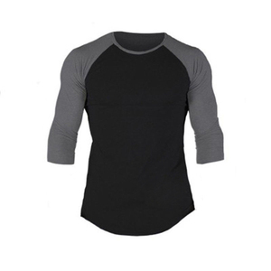 Camiseta al por mayor con manga raglán 3/4 de talla americana, camiseta de hilo anillado con logo personalizado para hombre - Product Image 3