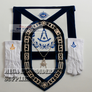 Freemason Master Grand Delantal personalizable, tela bordada de cuero, cuello de cinta, costura de punto de cruz para masónico - Product Image 2