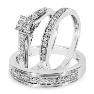Ensemble de bagues Trio de styliste, diamant véritable cloutée, - Product Image 1