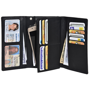 Vente flash : Portefeuille-pochette en cuir véritable Napa noir avec protection RFID pour femmes, élégant sac à main de soirée pour un usage quotidien, disponible à la vente - Product Image 3