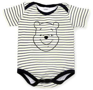 OEM Yarn Dyed Bamboo Organic Cotton Baby <b>Romper</b> Body Suit Snap Button Eco-friendly Breathable Unisex Winter Infant Newborn - Product Image 1