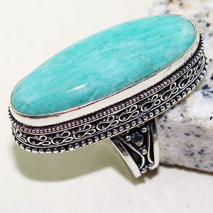 Bague en argent sterling 925 avec pierres précieuses en amazonite naturelle de toutes tailles - Product Image 3
