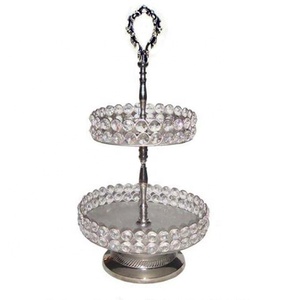 Soporte de placa de pastel de cuentas de cristal de 2 niveles para decoraciones de boda - Product Image 1