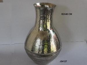 Vase martelé finition nickel avec pot en terre cuite de style indien Vase martelé Décoration de la maison Décoration de mariage - Product Image 5