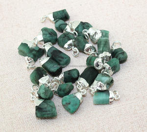 Connecteur de pierre d'émeraude naturelle en argent, galvanoplastie, composants de créateur, connecteur d'anneau de saut à boucle unique, vente en gros - Product Image 3