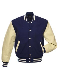 แจ็คเก็ตวาร์ซิตี้แบบ Letterman ของมหาวิทยาลัย/วิทยาลัยอเมริกัน แขนหนัง ผ้าขนสัตว์สำหรับฤดูหนาว เป็นมิตรกับสิ่งแวดล้อม กันลม - Product Image 4